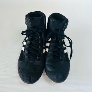 Adidas Boys HVC 2 AQ3327 Black Lace Up Wrestling Shoes With Strap Youth Size 5
